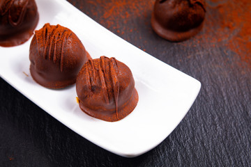 Healthy food, Homemade organic Chocolate crunchy sunflower seed butter balls truffles