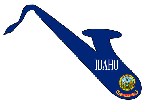 Saxophone Silhouette With Idaho Flag Icons