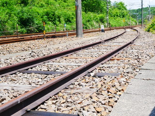 Naklejka premium 田舎の風景と線路