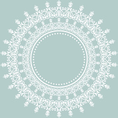 Elegant vintage vector ornament in classic style. Abstract traditional pattern with oriental elements. Classic round white vintage pattern