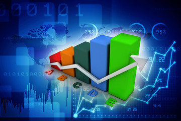 3d rendering Stock market online business concept. business Graph 