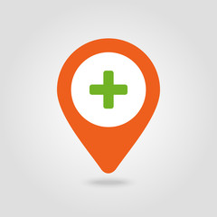 Obraz premium Plus, Hospital ,Pharmacy, Clinic pin map icon.
