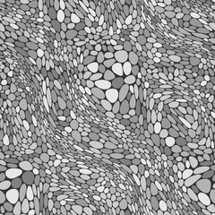 Abstract seamless vector pattern of stones. Mosaic. Gray  color pallet. Isolated from black background