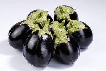 Eggplant or aubergine vegetable isolated on white background cutout
