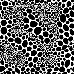bstract seamless vector pattern of soapy water surface. Mosaic. Black and white. Isolated from the background