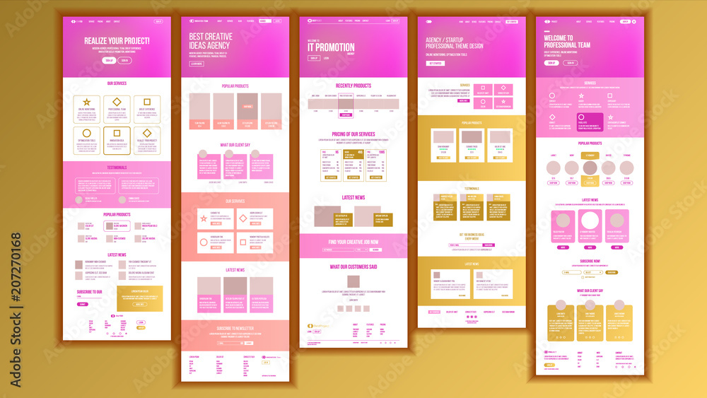 Wall mural web page design vector. website business graphic. responsive interface. landing template. entertainm