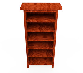 Set wooden shelf isolated on background. 3d rendering