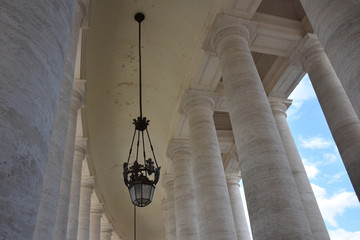 Rome. Details of the colonnade of G.L.Bernini formed by 284 monolithic columns 16 meters high, and...