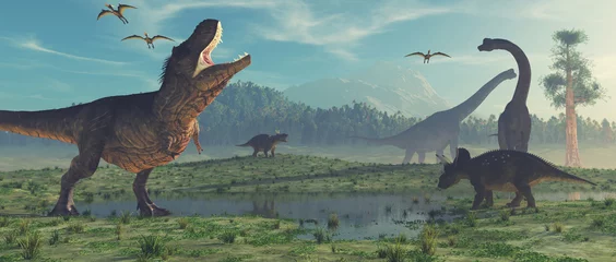 Fototapete Jungenzimmer 3D-Render-Dinosaurier.