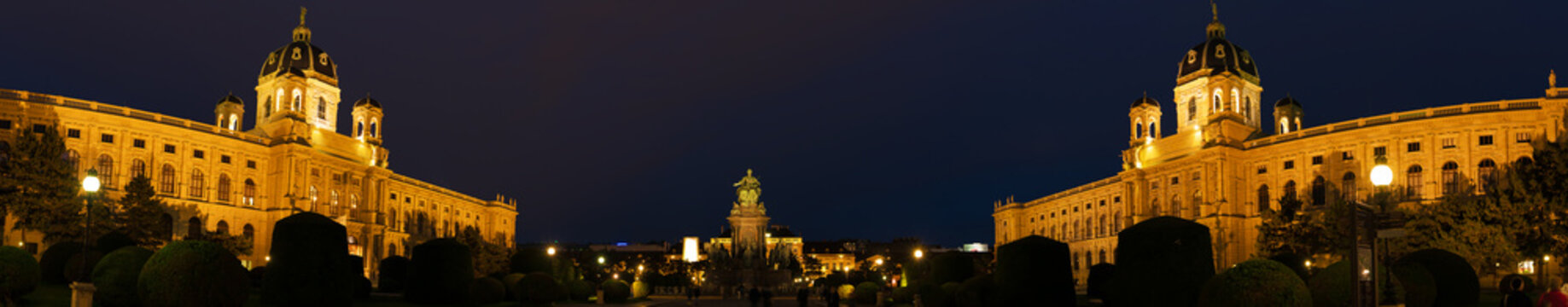 Night panorama of  Maria-Theresien-Platz, Vienna, Austria