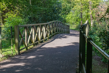 wooden bridge in park