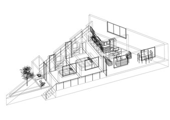 Modern Apartment Architect blueprint - isolated