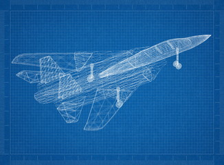 military fighter plane Architect blueprint