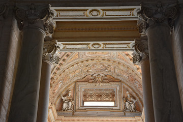 Rome. Atrium Exterior of the Basilica of San Pietro.  Details of the vault