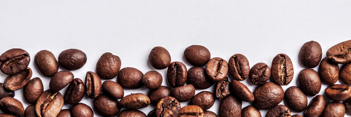White background with coffee scattered