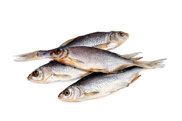 Dried fish isolated on a white background.