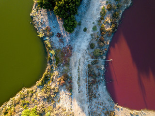 Colorful green & pink lakes