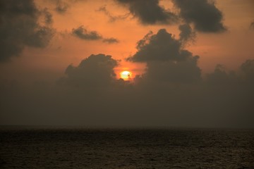 Cloudy sunset at sea