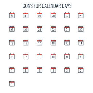 Calendar day icons.
