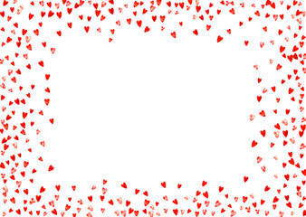 Fototapeta premium Wedding confetti with pink glitter hearts. Valentines day. Vector background. Hand drawn texture. Love theme for gift coupons, vouchers, ads, events. Wedding confetti template with hearts.