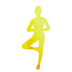 silhouette watercolor girl doing yoga