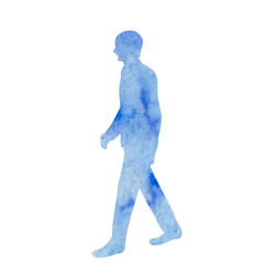  watercolor silhouette man is walking