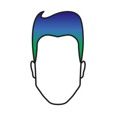 Man with colored hair, male head with colorful hair style, multicolor treated hair crop concept, vector illustration