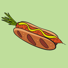 Veggie hot dog with carrot, vegetarian food