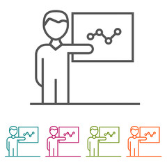 Presenter Business People icons in thin line Style and flat Design.