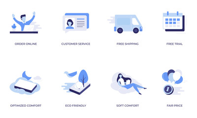 Modern Mattress vector illustration, icons