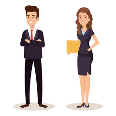 business couple isometric avatars vector illustration design
