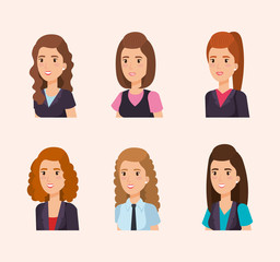 business women isometric avatars vector illustration design