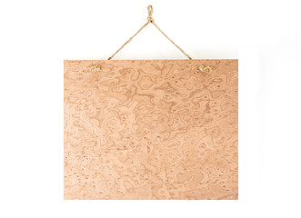 Banners made of wooden planks natural pattern with a rope hangin