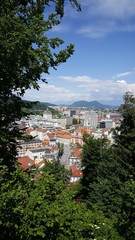 Fototapeta na wymiar Overview of Ljubljana seen from castle