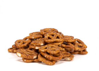 Large Pile of Pretzels on White
