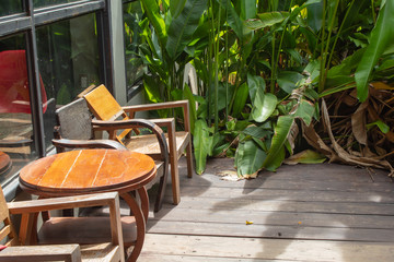 Old wooden chairs in the aisles