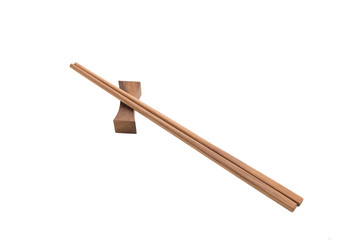 wood chopstick on isolated white background