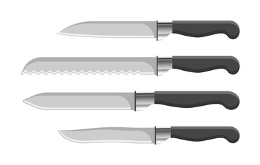 Sharp Kitchen Knives Set with Plastic Handles