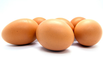 Chicken eggs on a white background isolated