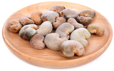 cashew nuts on the white background