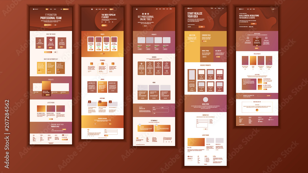 Wall mural main web page design vector. website business reality. landing template. creative project. informati