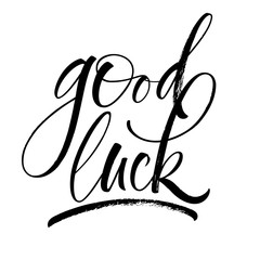 Good Luck lettering. Handwritten modern calligraphy, brush painted letters. Vector illustration. Template for greeting card, poster, logo, badge, icon, banner tag