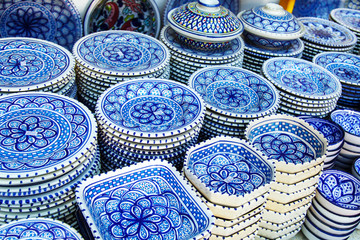 Souvenir earthenware in tunisian market.