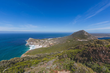 View of Diaz Beach at Cape Point with a perfect blue sky