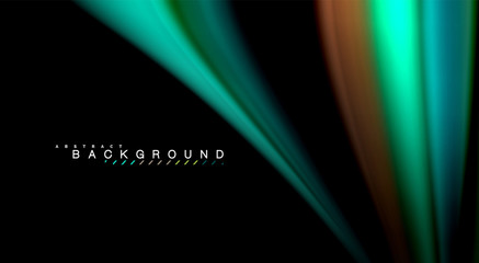 Abstract wave lines fluid rainbow style color stripes on black background. Artistic illustration for presentation, app wallpaper, banner or poster