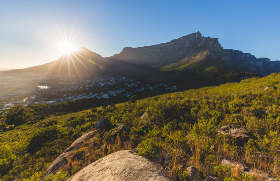 Table Mountain in Cape Town at sunrise
