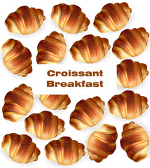 Croissant pattern Vector. Sweet dessert breakfast menu