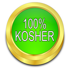 100% Kosher Button - 3D illustration
