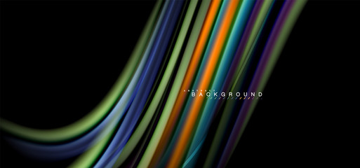 Multicolored wave lines on black background design