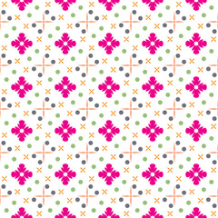 Seamless colorful geometric flower vector pattern